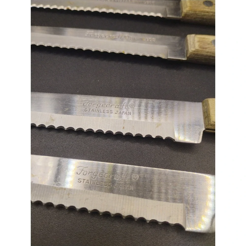 4 Forgecraft Knives Serrated Edge Wood Handle 5